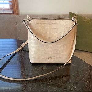 Kate Spade Darcy Small Bucket Bag in Cream Croc